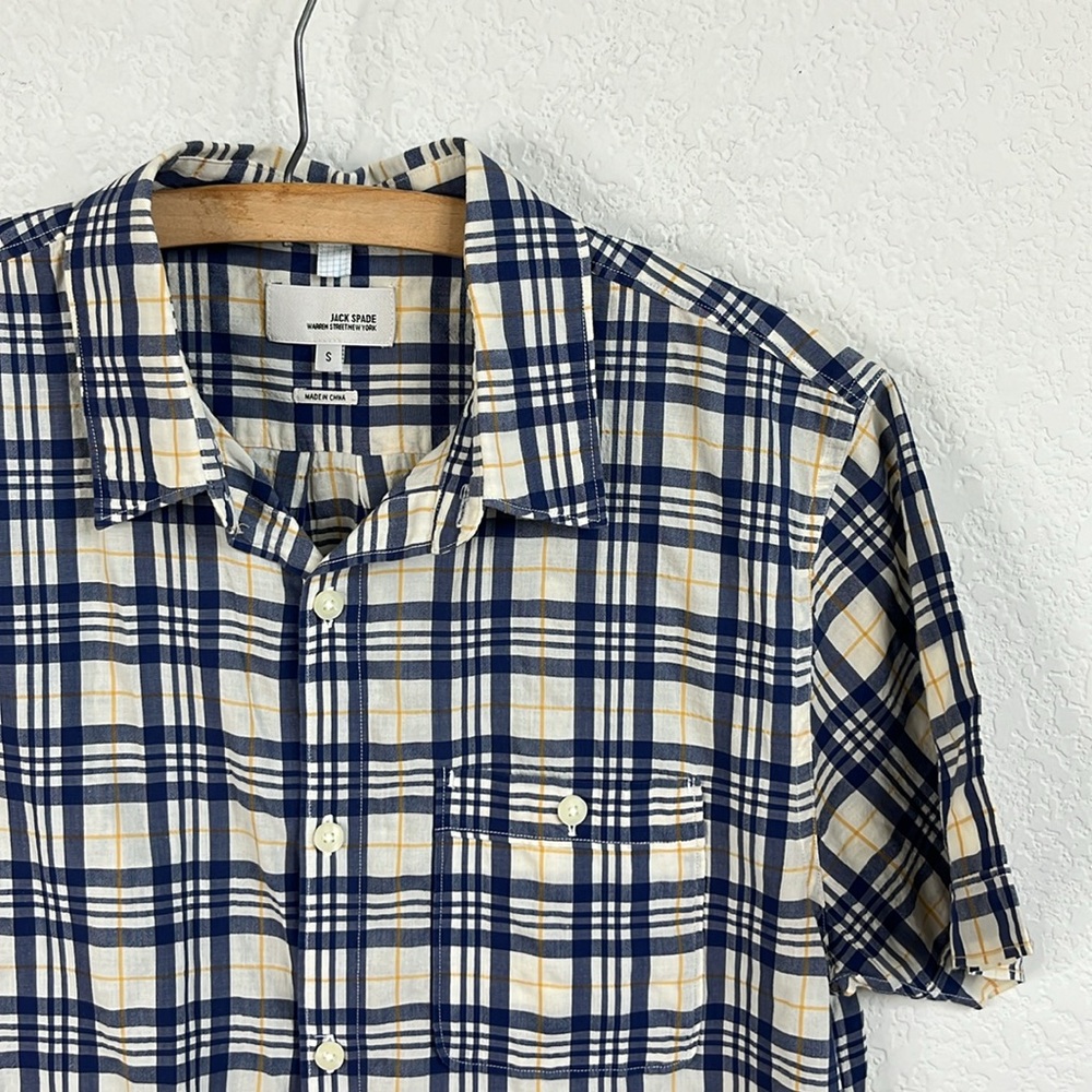 Jack Spade Trextured Plaid Gridded Short Sleeve Button Down Men's Shirt